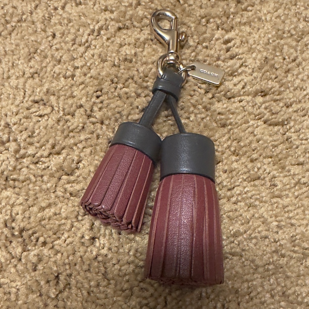 Coach Maroon and Black Tassel Keychain